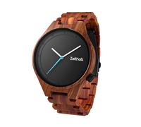 Zeitholz Montre en Bois pour Homme, Montre analogique Collection Stolpen 42mm, en Bois Naturel avec Mouvement à Quartz Japonais. Minimaliste et Sportif (Noir)