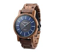Zeitholz Montre en Bois Unisexe Montre Solaire Sonnenberg Fait-Main en Bois de Noyer - Montre analogique en Bois pour Homme et Femme avec Une Batterie Solaire et Un Mouvement de Quartz Japonais