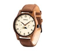 Zeitholz Montres en Bois pour Hommes, Montre en Bois, Cadeaux, Montre Analogique, Calendrier des Phases de Lune. Nouvelle Collection Klitten 42mm avec Mouvement à Quartz Japonais. (Beige)