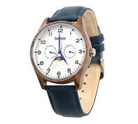 Zeitholz Montres en Bois pour Hommes, Montre en Bois, Cadeaux, Montre Analogique, Calendrier des Phases de Lune. Nouvelle Collection Klitten 42mm avec Mouvement à Quartz Japonais. (Blanc)