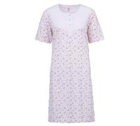 Zeitlos Chemise de nuit à manches courtes pour femme - Branches florales - Boutons - M-6XL - Chemise de nuit, Rose, 5X-Large