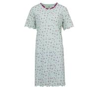 Zeitlos Chemise de nuit à manches courtes pour femme - Volants - Fleurs - Boutons - M-2XL - Chemise de nuit, menthe, L