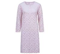 Zeitlos Chemise de nuit à manches longues pour femme - Branches florales - Boutons - M-6XL - Chemise de nuit, Rose, XXXL