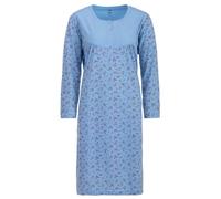 Zeitlos Chemise de nuit à manches longues pour femme - Branches florales - Boutons - M-6XL - Chemise de nuit, bleu, 4XL