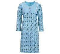 Zeitlos Chemise de nuit à manches longues pour femme - Papillon - Boutons - M-2XL - Boutonnière, bleu clair, XXL