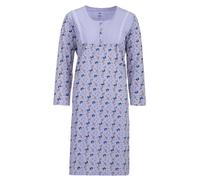 Zeitlos Chemise de nuit à manches longues pour femme - Papillon - Boutons - M-2XL - Boutonnière, lilas, XXL