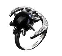 Zeiwohndc Bague en cristal étincelant confortable à porter avec des pierres précieuses naturelles, bijoux de doigt, accessoire tendance, étoile et lune naturelles, taille unique, Comme décrit, Comme