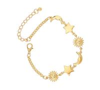 Zeiwohndc Bracelet à breloques réglable en or 14 carats avec étoile - Accessoire élégant pour plage - Thème céleste, taille unique, Comme décrit