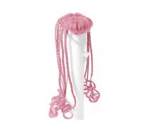 Zeiwohndc Coiffe de célébration de chien oie longue tressée sur le thème de la coiffure tenue en cheveux synthétiques simple statue accessoires d'extérieur