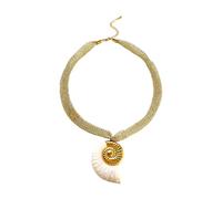 Zeiwohndc Collier élégant avec pendentif feuille/conque/soleil avec chaîne en maille tricotée pour femme - Bijoux artistiques légers - Cadeau artistique inspiré de la nature, taille unique, Comme