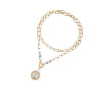 Zeiwohndc Élégant collier rétro en alliage avec pendentif en relief, bijou tendance, vintage, pièce de monnaie, cadeau détaillé, portrait en relief