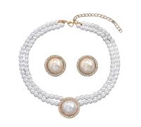 Zeiwohndc Élégante parure de bijoux en perles d'imitation pour mariage, fête, usage quotidien pour femme