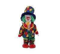 Zeiwohndc Figurine de clown en porcelaine avec tenue colorée et apparence joyeuse pour la maison, le bureau, sculpture de clown en céramique