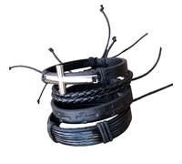 Zeiwohndc Lot de 4 bracelets en cuir multicouches faits à la main pour homme et femme, taille unique, Comme décrit