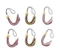 Zeiwohndc Lot de 6 pompons de début 2026 avec breloque année de remise de diplôme pour robes académiques, casquettes et cérémonies, breloque photo pour casquette