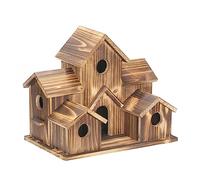 Zeiwohndc Maisons à oiseaux en bois - Petite maison pour extérieur - 6 trous - Mangeoire pour observer les oiseaux sauvages à l'extérieur - Nichoirs en bois pour l'extérieur