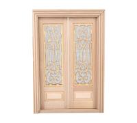 Zeiwohndc Maisons de poupées miniatures vintage en bois double porte non peinte pour modélisme artisanal, projet, décoration de maisons de poupées miniatures, meubles