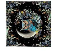 Zeiwohndc Nappe astrologique motif soleil lune/hibou, tarots, divinations, autels, divinations, accessoires de jeu de société, soleil, lune, hibou, carte de tarots, nappe spirituelle