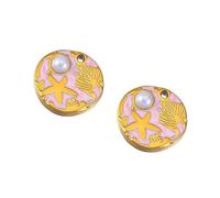 Zeiwohndc Oceanics Lot de 2 breloques en forme de feuille d'étoiles de mer en acier inoxydable pour loisirs créatifs, taille unique, Comme décrit, Comme décrit.