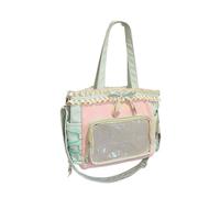 Zeiwohndc Sac à dos plissé artistique bicolore de grande capacité, tissu résistant aux déchirures, compartiments de rangement latéraux, sac à volants inspiré du ballet preppy, Trousse de maquillage