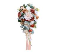 Zeizafa Bouquet de roses artificielles champagne, accessoires photo, bouquet de mariée pour fête de mariage, bal de fin d'année