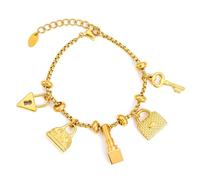 Zeizafa Fashion Charm Bracelet Chain Key Lock Ladies for Youthful Women and Enthusiasts Jewelry