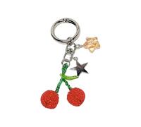 Zeizafa Fashionable Fruit Designs Keyring and Bag Accessory Practical Alloy and Beads Bags Decoration Pendant for Backpack Daily Use Key Holder, Circle Keychain Cher