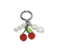 Zeizafa Fashionable Fruit Designs Keyring and Bag Accessory Practical Alloy and Beads Bags Decoration Pendant for Backpack Daily Use Key Holder, Pearl Love Cherry