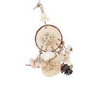 Zeizafa Jouet À Mâcher en Bois Naturel pour Perroquets Meulage des Dents Facile À Installer Conception Suspendue avec Boule De Raphia Jouet Interactif pour Perroquets pour La Stimulation Mentale