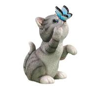 Zeizafa Lampe solaire en forme de chat papillon pour intérieur ou extérieur - Statue de chat réaliste - Décoration de jardin ou de patio - Pour la maison ou l'extérieur