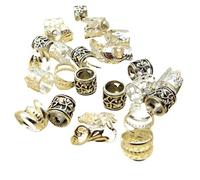 Zeizafa Lot de 100 perles de cheveux en vrac pour tresses, dreadlocks, anneaux de tresse, pinces à cheveux