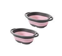 Zeizafa Lot de 2 passoires de cuisine pliables extensibles de grande capacité en silicone de qualité alimentaire passent au lave-vaisselle