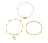 Zeizafa Lot De 3 Colliers/bracelets À Pendentif Coquillage Superposé Accessoire Perles Empilables Bijoux Plage Bohème Pour Vacances Inspiré L'océan