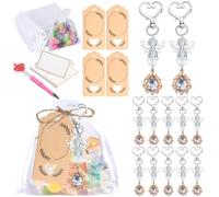 Zeizafa Lot de 30 porte-clés anges pour fournitures de mariage et de baby shower avec pendentif avec sacs-cadeaux en organza fournitures pour bonbonnières