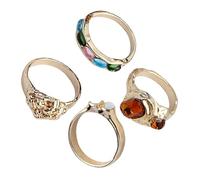 [Zeizafa] Lot de 4 bagues en résine - Bijoux tendance au design unique - Convient pour différents looks tendance