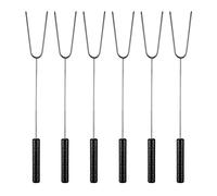 Zeizafa Lot de 6 fourchettes de barbecue en acier inoxydable avec poignée en plastique - Durable - Pour rôtir la cuisine - Facile à utiliser