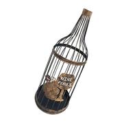 Zeizafa Panier de rangement en fer ventilé avec bouchon à vin pour comptoir de cuisine, finition noire bucolique avec poignée