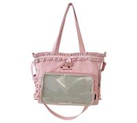 Zeizafa Ruched Lace Bows Itabag Lovely Shoulder Bag Clear Crossbody Large Capacity Messengers Students School Clear Shoulder Ruched Lace Messenger Ita Lovely Crossbody