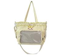 Zeizafa Ruched Lace Bows Itabag Lovely Shoulder Bag Clear Crossbody Large Capacity Messengers Students School Clear Shoulder Ruched Lace Messenger Ita Lovely Crossbody