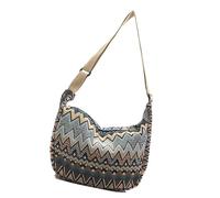 Zeizafa Sac à bandoulière pour femmes et filles Style toile Sac à bandoulière spacieux pour faire du shopping et travailler Sac à bandoulière en forme de demi-lune, bleu clair