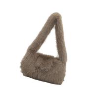 Zeizafa Trendy Shoulder Bag Small Clutches Purses Faux Furs Slings Hobos Toted Handbag Trendy Underarm Bag for Womens Girls Faux Furs Hobos Toted Handbags, marron
