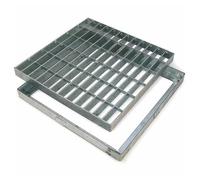 Zeker Grilles caillebotis en Acier galvanisé avec Cadre pour caniveau de Drainage, Collecte et évacuation des eaux pluviales (40 x 40 cm)
