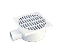 Zeker Siphon de Sol, Sortie Horizontale, Siphon de Cour à évacuation latérale en polypropylène (200 x 200 mm ø50)