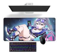 ZEKYGPP Tapis de souris Anime Honkai : Star Rail Silver Wolf Anime Tapis de bureau Tapis de clavier Grand tapis de souris Tapis de souris en caoutchouc, 300 mm x 700 mm x 3 mm