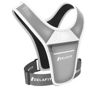 ZelaFit® Gilet de Running Unisexe | Porte-Téléphone Imperméable | Léger & Réfléchissant | Idéal Course, Trail, Fitness, Randonnée, Marathon, Sport (Noir) (Argent Réfléchissant)