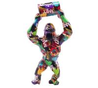 Zelbuck Figurine De Gorille Multicolore CréAtive en Forme De Graffiti, 11.41in RéSine Sculpture Animale, AdaptéE for La Maison, Le Bureau, L'éTagèRe, La DéCoration De Bureeau(Purple)