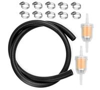 Zelbuck Tuyau D'essence Kit 2 Mètre Ø 8mm Conduite de Carburant avec 2x Filtres à Carburant, 10x Colliers de Serrage Tuyau de Carburant Durite Essence pour Moteur Voiture Moto Tracteur Petits Moteurs