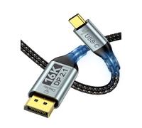 Zelcaum Câble USB C vers DisplayPort 2.1 [16K@30Hz, 8K@120Hz, 2K/4K@240Hz], câble Thunderbolt 5/4/3 80Gbps vers DisplayPort 2.1, USBC vers DP pour MacBook, Odyssey G8/G9, XPS, iPhone 16/15 Pro Max