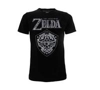 Zelda-Legend of Tshirt Noir Original Nintendo 100% Produit Officiel Jersey Shirt Bouclier Shield Garçon Fille Unisex (14-15 années)