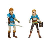 Zelda - Pack de 2 Figurines d'action Link et Zelda - 11 Cm - 20 Points d'Articulation - Licence Officielle Nintendo Zelda Breath of The Wild - Accessoires Tablette Sheikah et Épée de Soldat - 3 Ans +